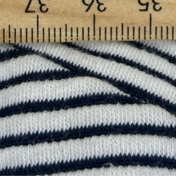 TALBOTS Gold Button Shoulder Pullover 3/4 Sleeve Classic Black White Stripe Prep - Picture 10 of 14